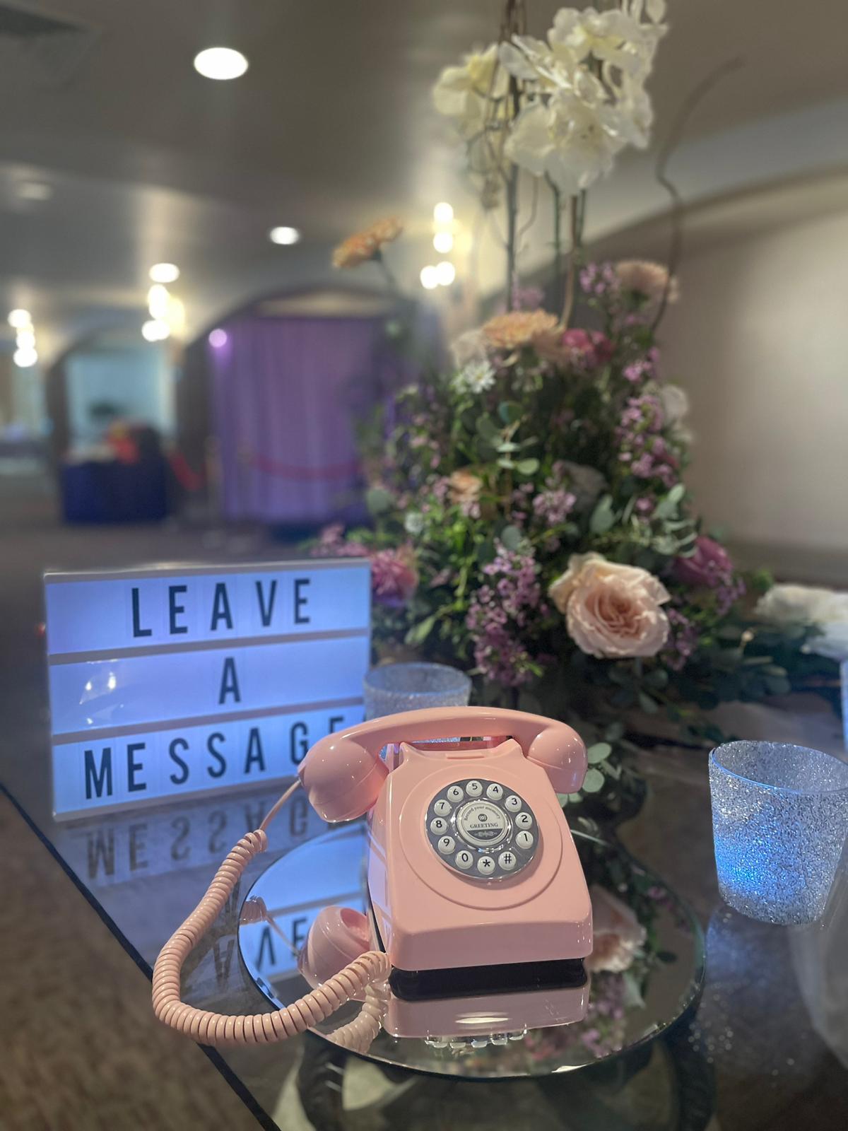 PINK AUDIO GUESTPHONE BOOK WITH FLORAL DECOR